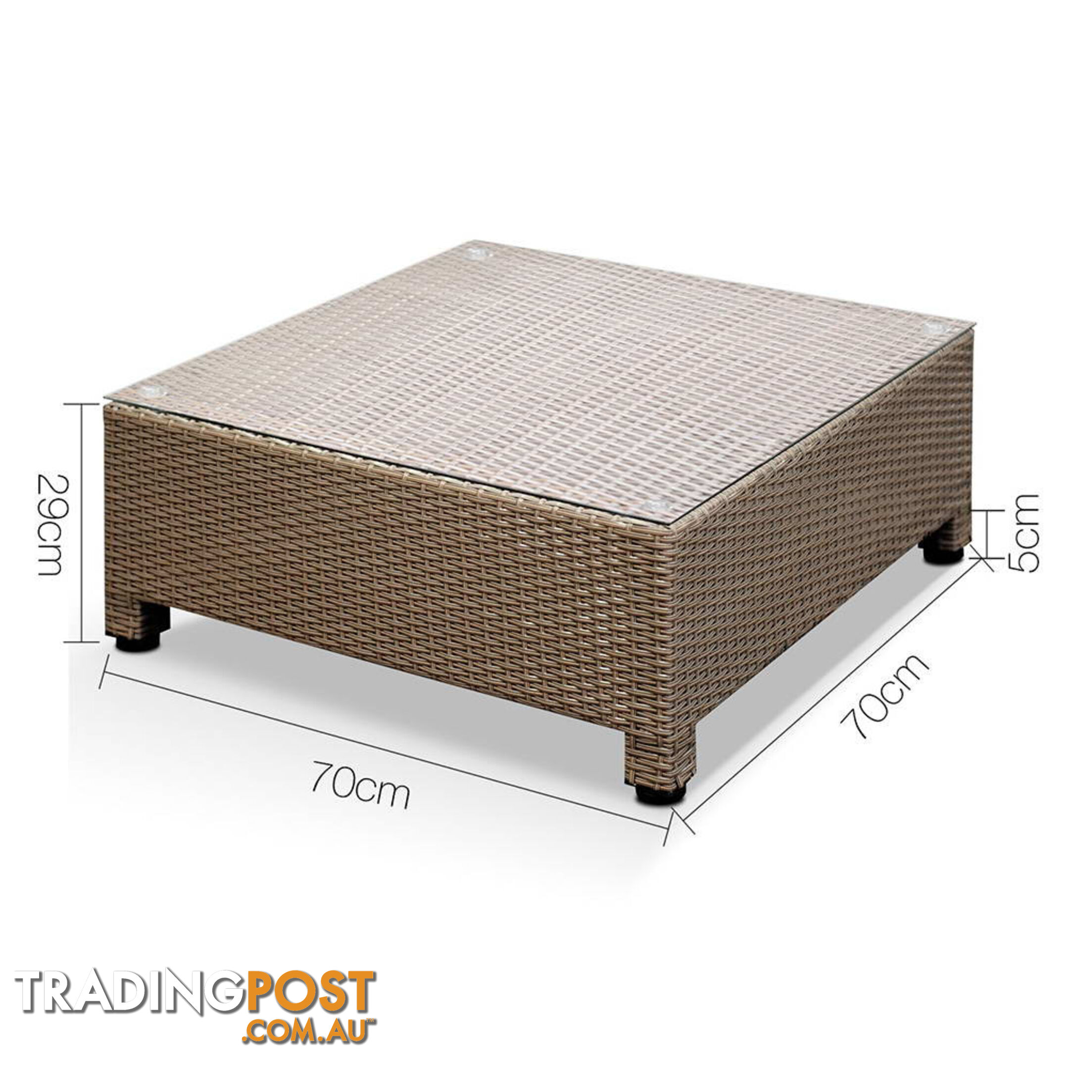 5 pcs Brown Wicker Rattan 4 Seater Outdoor Lounge Set Beige