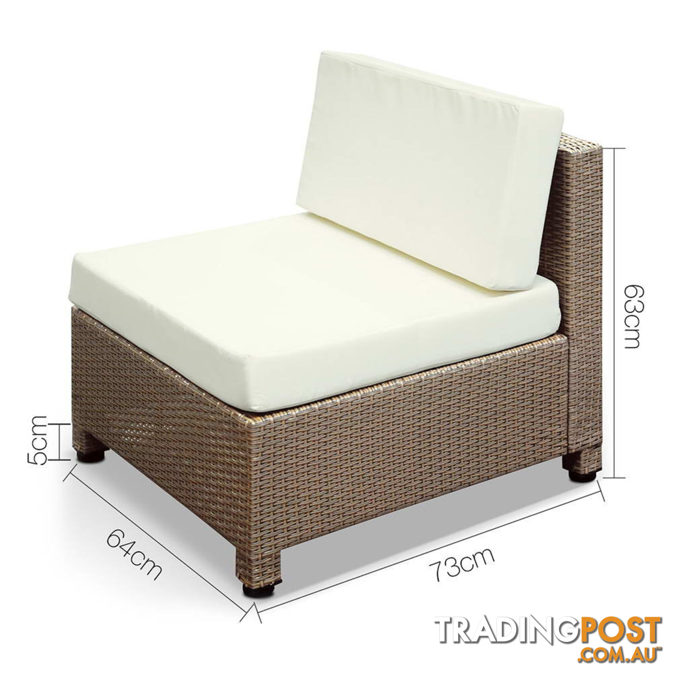 5 pcs Brown Wicker Rattan 4 Seater Outdoor Lounge Set Beige