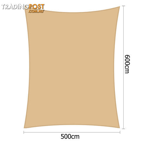 Heavy Duty Rectangle Shade Sail Canopy 5 x 6m Sand Beige