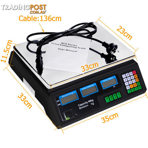 Kitchen Electronic Digital Scales 40kg Black - photo 2 of 8