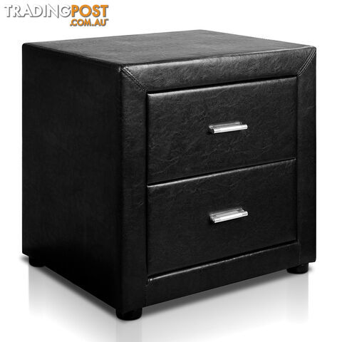 Deluxe PU Leather 2 Drawers Cabinet Black