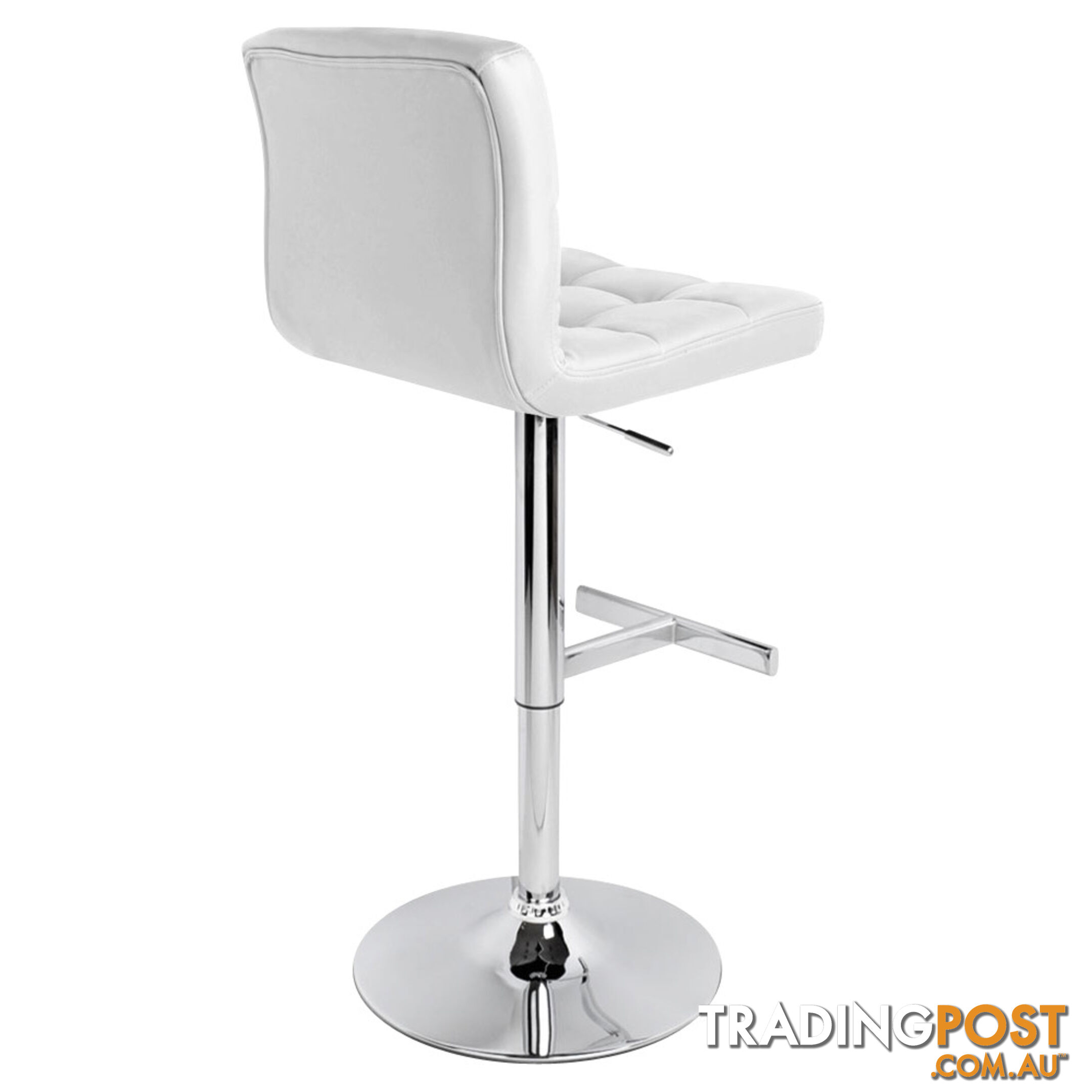 Set of 2 PU Leather Kitchen Bar Stool White