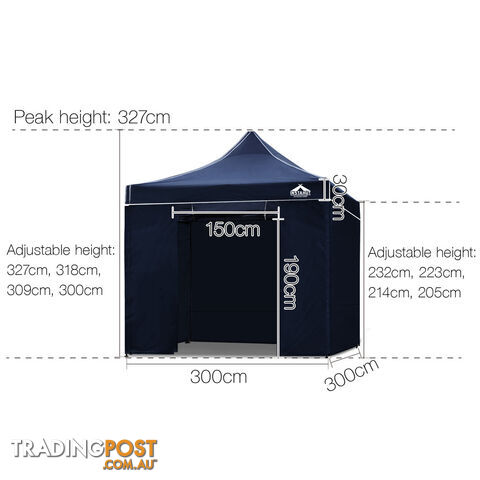 3x3 Pop Up Gazebo Hut with Sandbags Navy