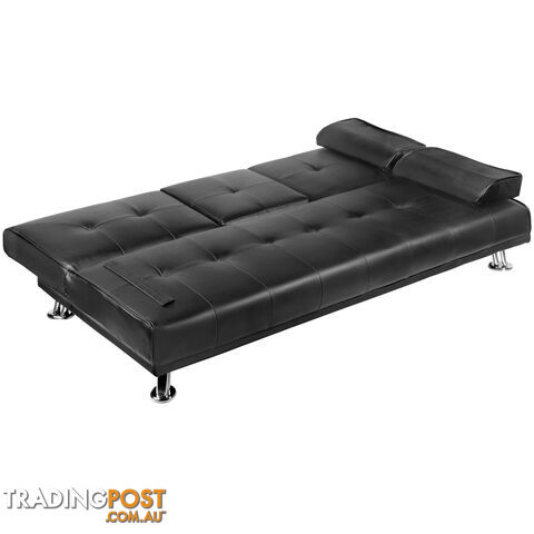 Modern PU leather 3 Seater Sofa Bed w/ Cup Holders