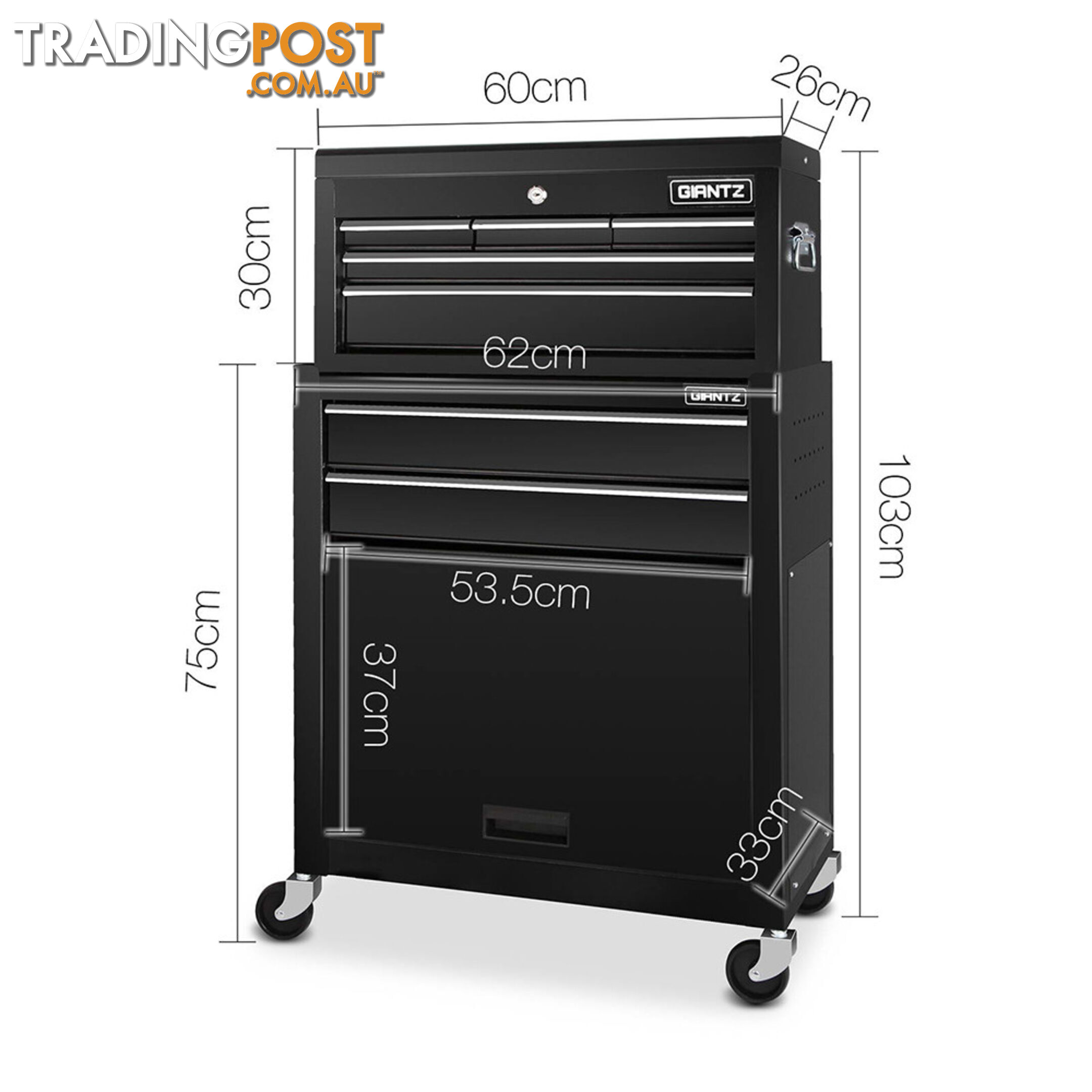 7 Drawer Toolbox  Black