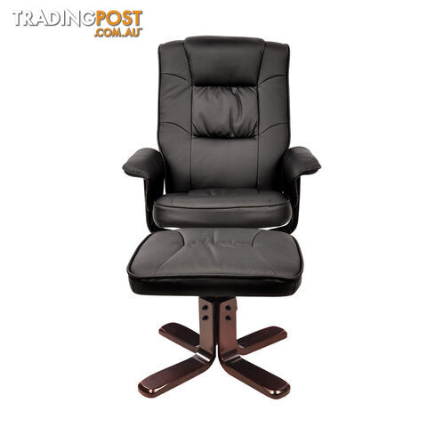 PU Leather Lounge Office Recliner Chair Ottoman Chocolate