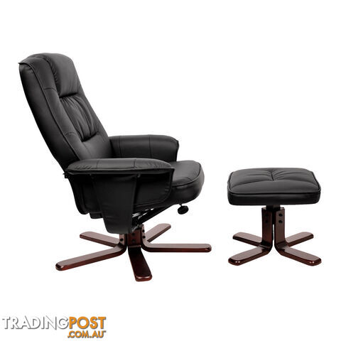 PU Leather Lounge Office Recliner Chair Ottoman Chocolate