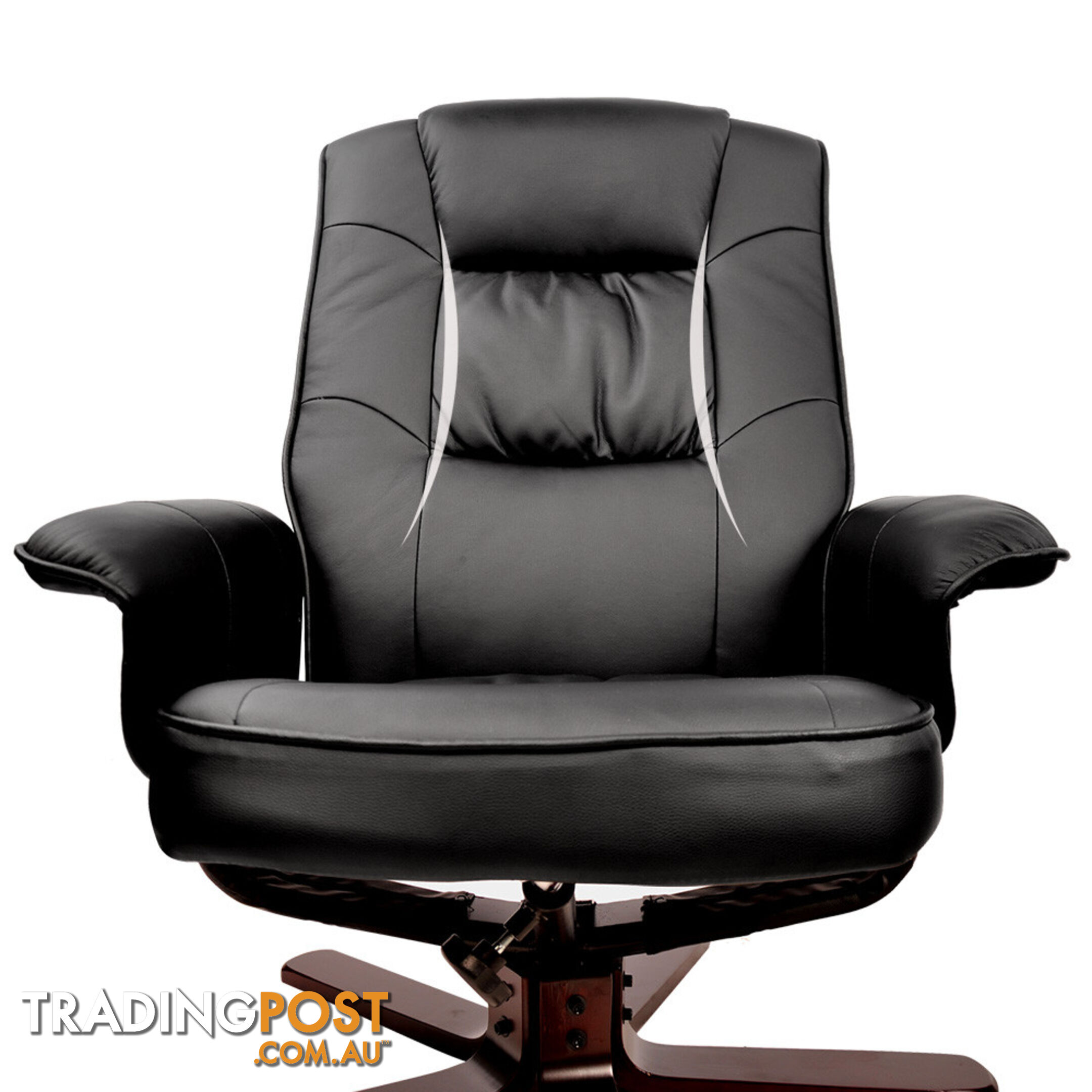 PU Leather Lounge Office Recliner Chair Ottoman Chocolate