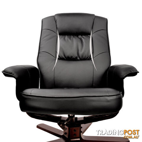 PU Leather Lounge Office Recliner Chair Ottoman Chocolate