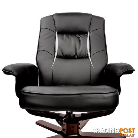 PU Leather Lounge Office Recliner Chair Ottoman Chocolate