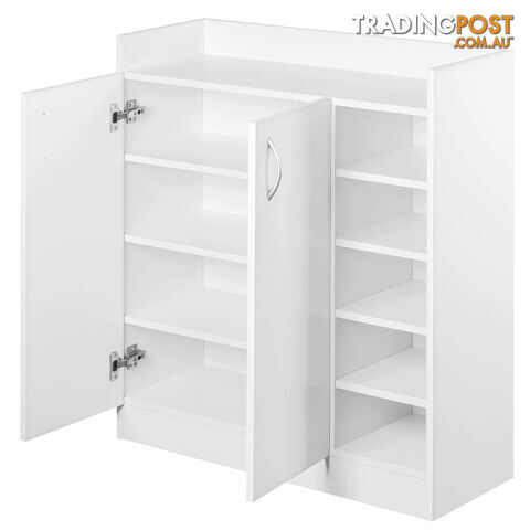 2 Doors Shoe Cabinet Storage Cupboard White