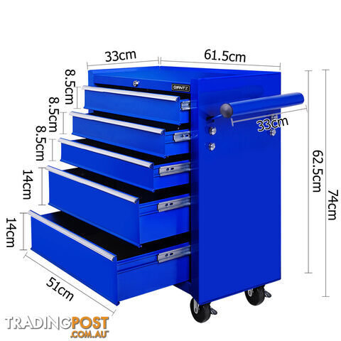 5 Drawers Roller Toolbox Cabinet  Blue