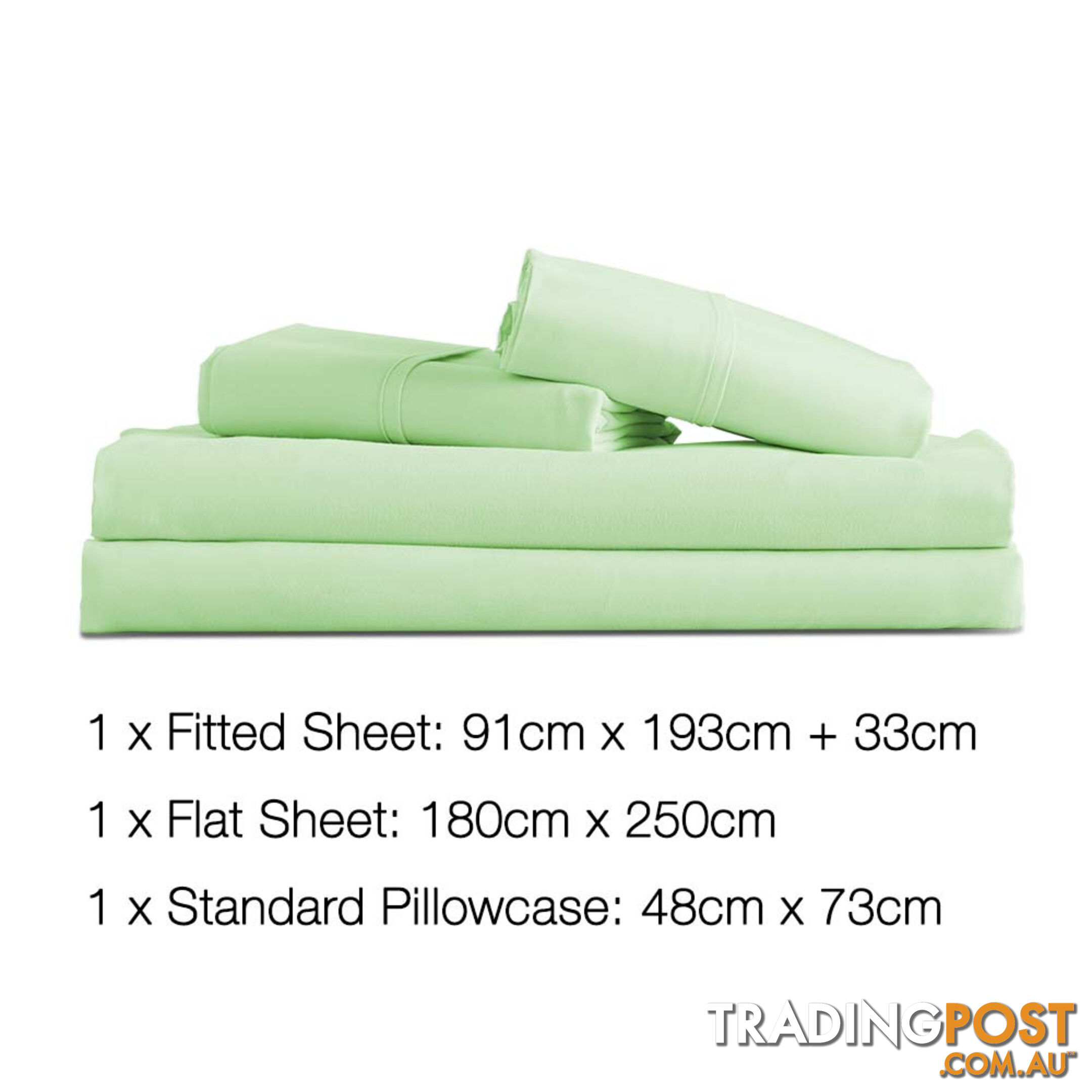 3 Piece Microfibre Sheet Set Single  Green