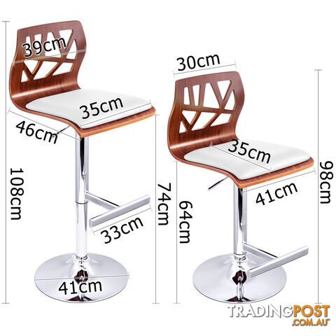 Set of 2 PVC Leather Bar Stool White - photo 2 of 9
