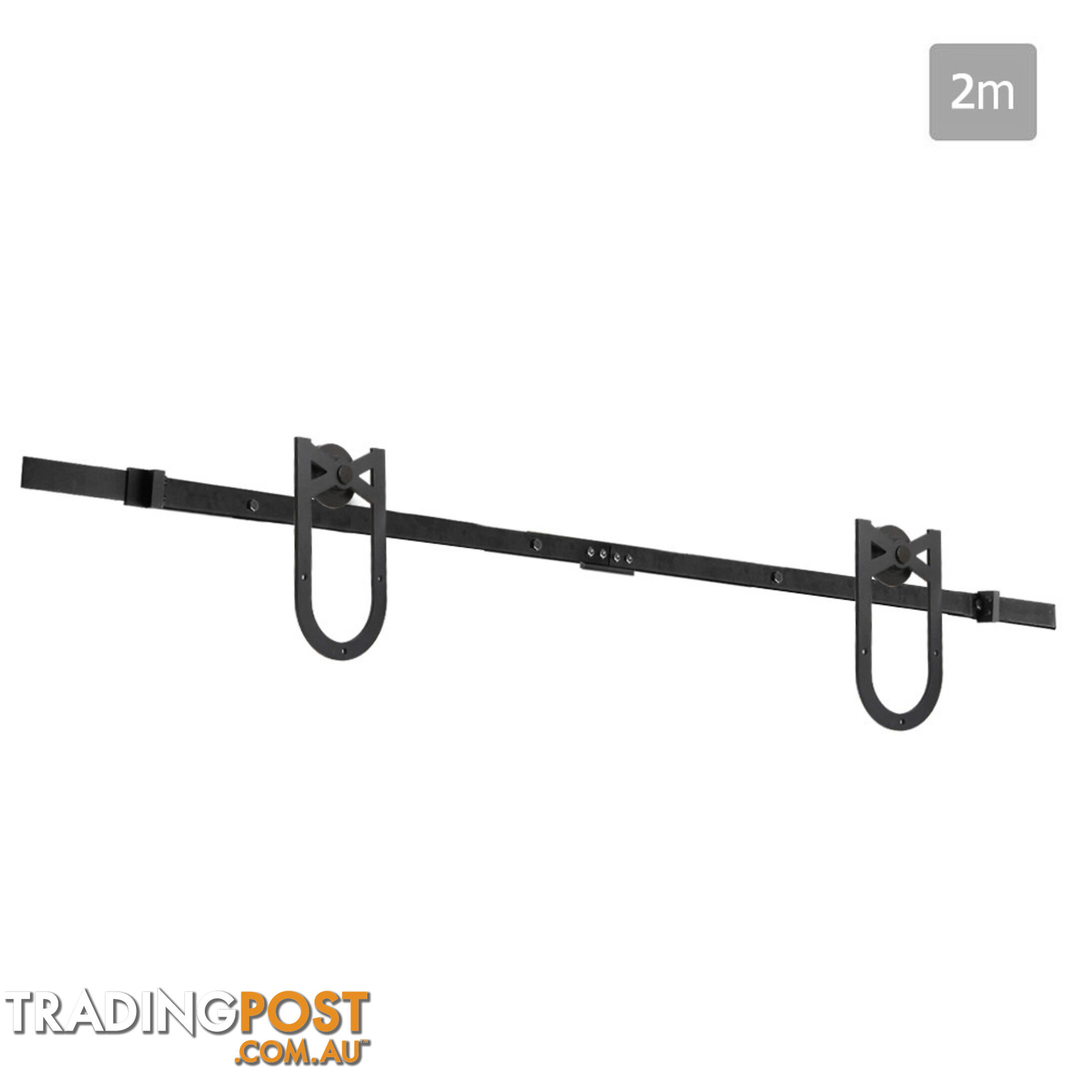 Cross Design Sliding Barn Door Hardware Track Set Powder Coat Steel Black - 2M