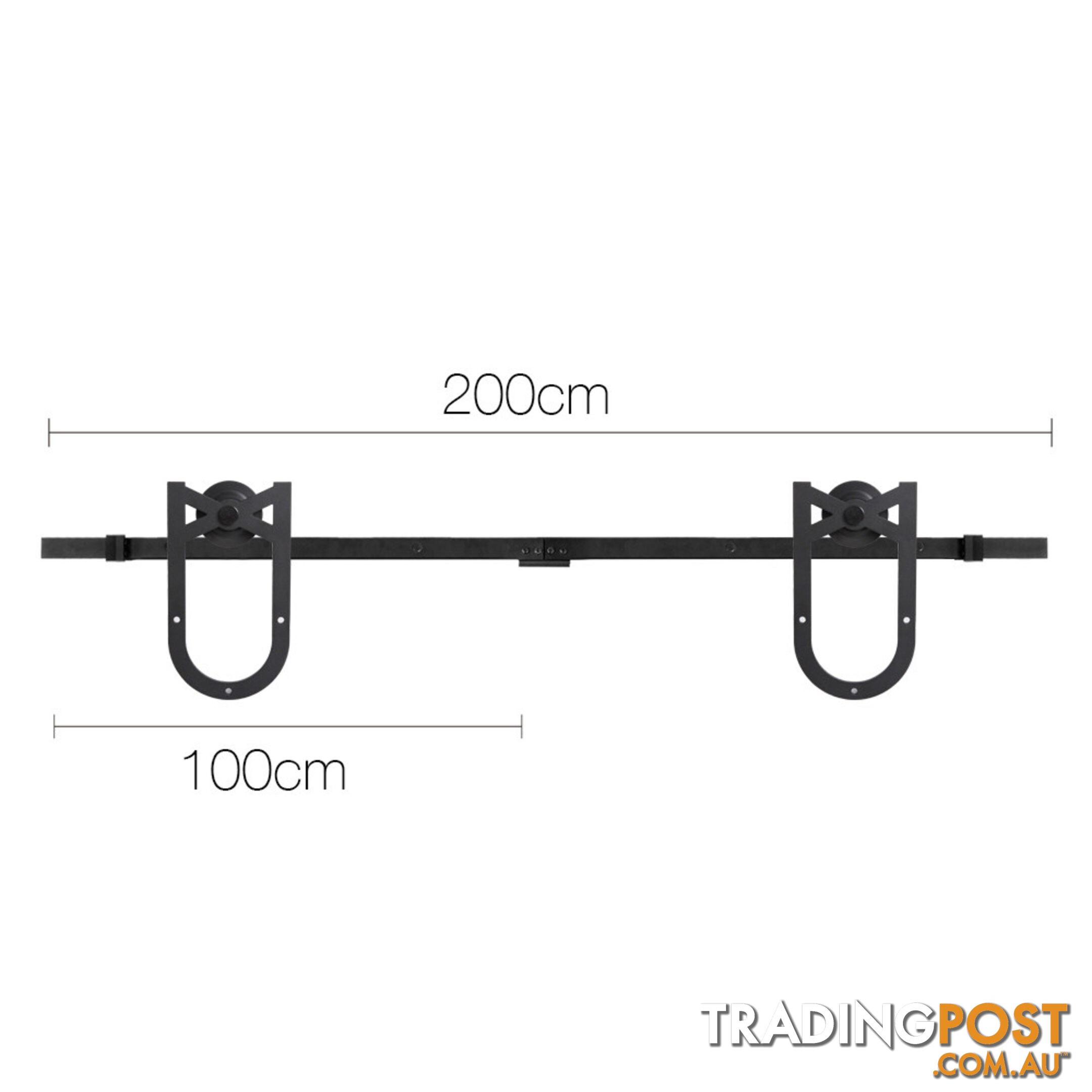 Cross Design Sliding Barn Door Hardware Track Set Powder Coat Steel Black - 2M