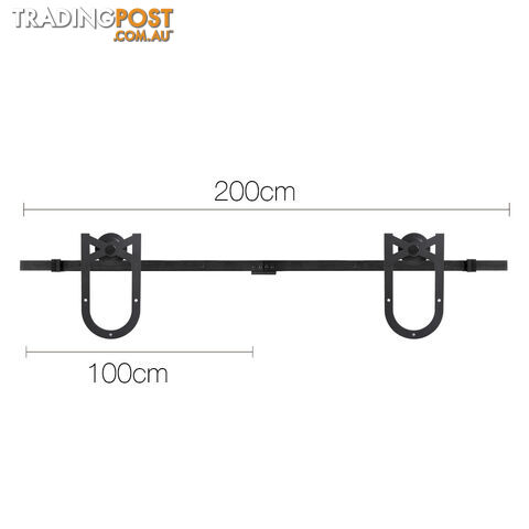 Cross Design Sliding Barn Door Hardware Track Set Powder Coat Steel Black - 2M