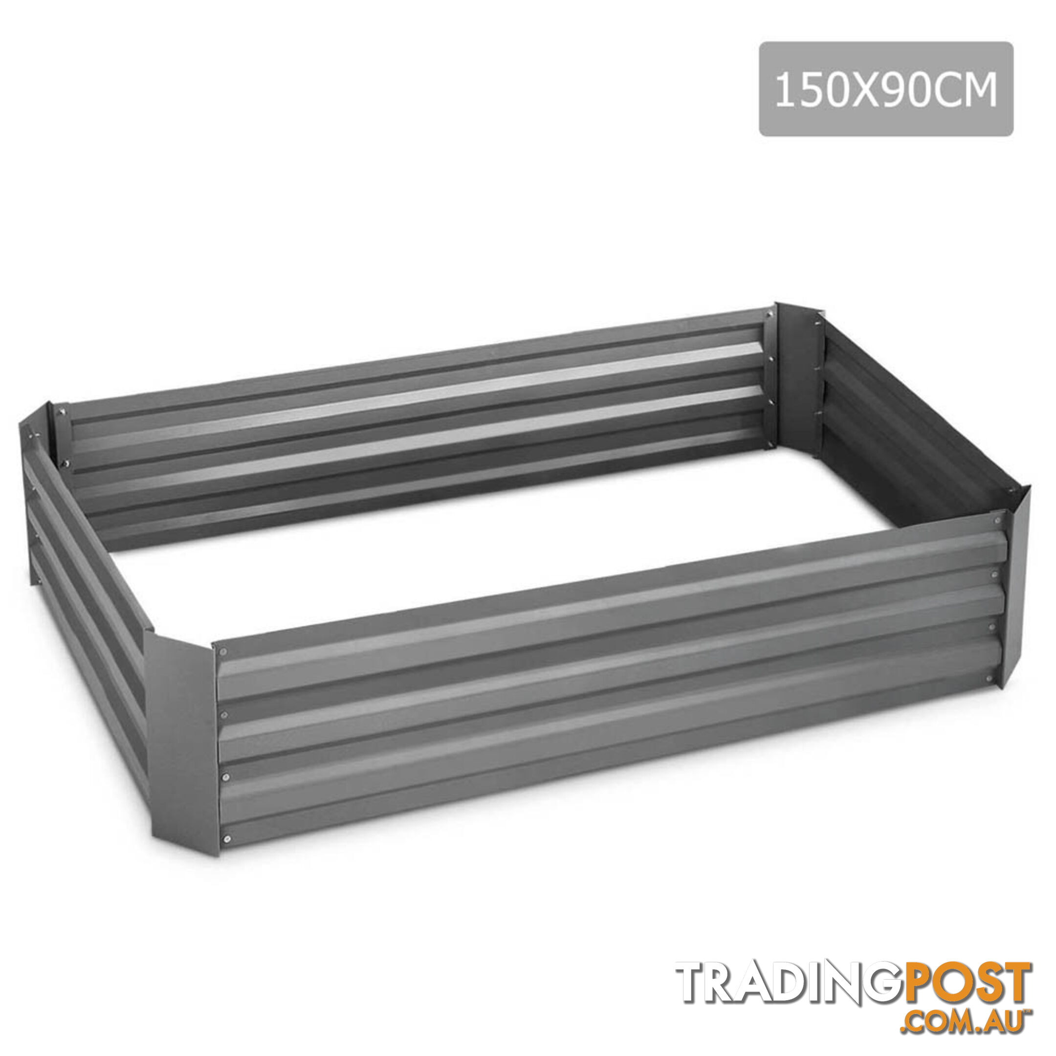 Galvanised Raised Garden Bed - 150 x 90 x 30cm - Aluminium Grey