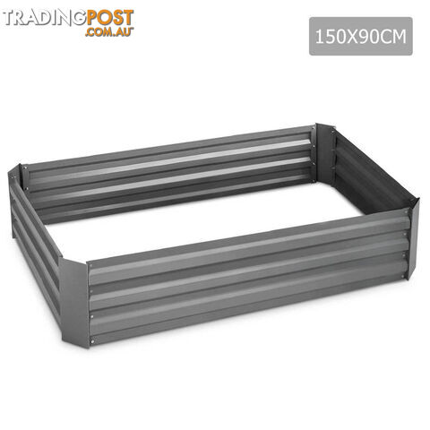 Galvanised Raised Garden Bed - 150 x 90 x 30cm - Aluminium Grey
