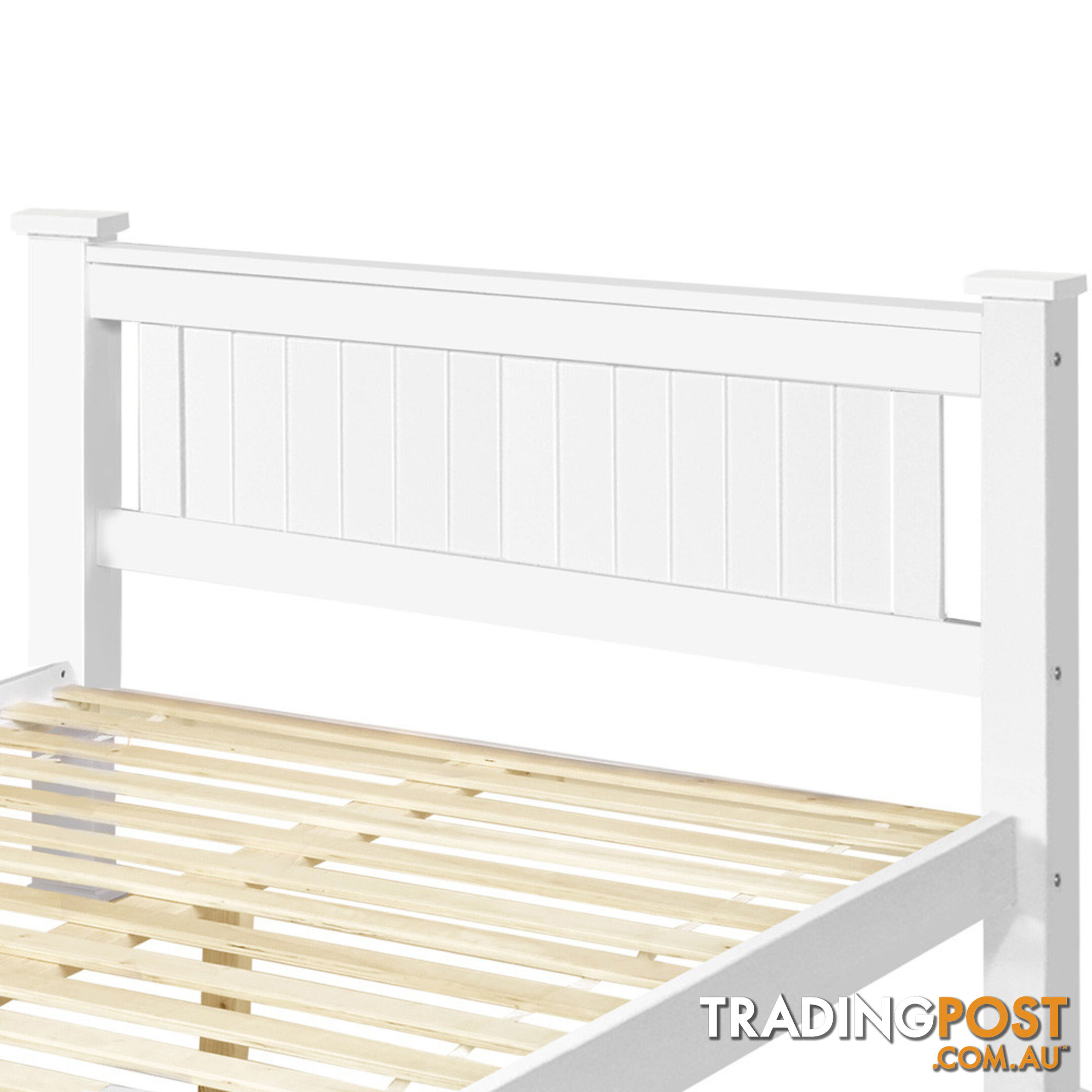 Wooden Bed Frame Pine Wood Queen White