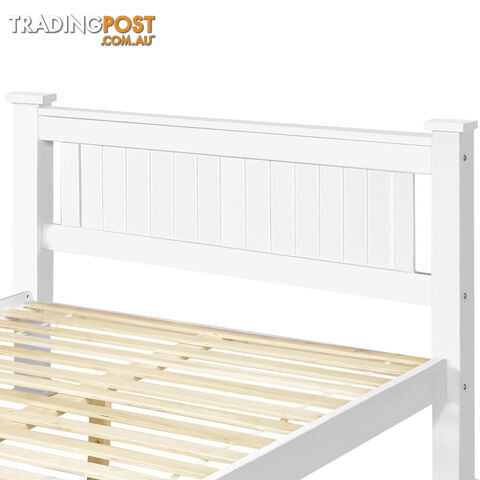 Wooden Bed Frame Pine Wood Queen White