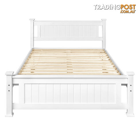 Wooden Bed Frame Pine Wood Queen White