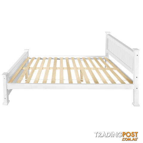 Wooden Bed Frame Pine Wood Queen White