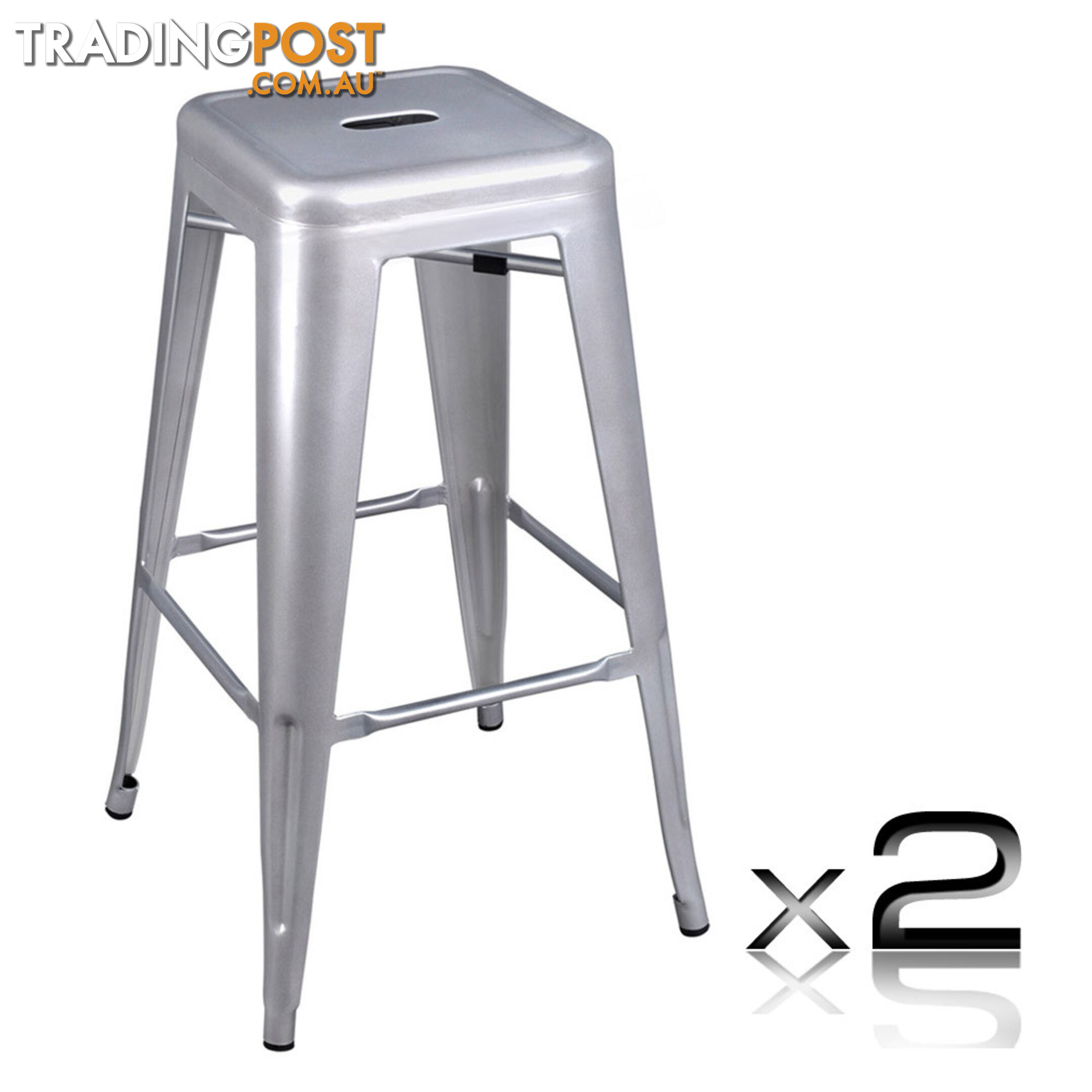 Set of 2 Steel Kitchen Bar Stool 76cm White