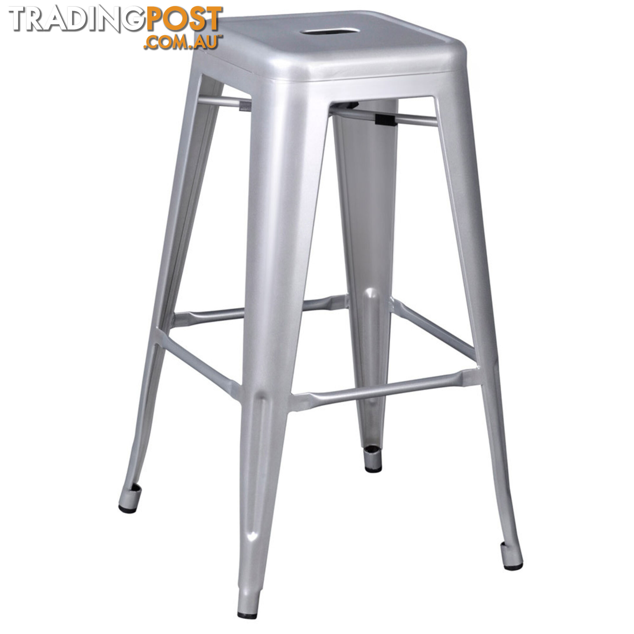 Set of 2 Steel Kitchen Bar Stool 76cm White