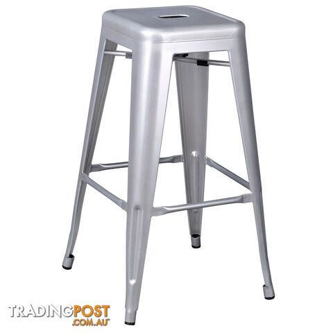 Set of 2 Steel Kitchen Bar Stool 76cm White