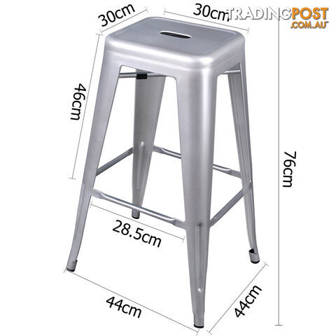 Set of 2 Steel Kitchen Bar Stool 76cm White