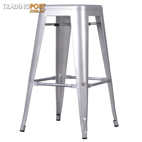 Set of 2 Steel Kitchen Bar Stool 76cm White