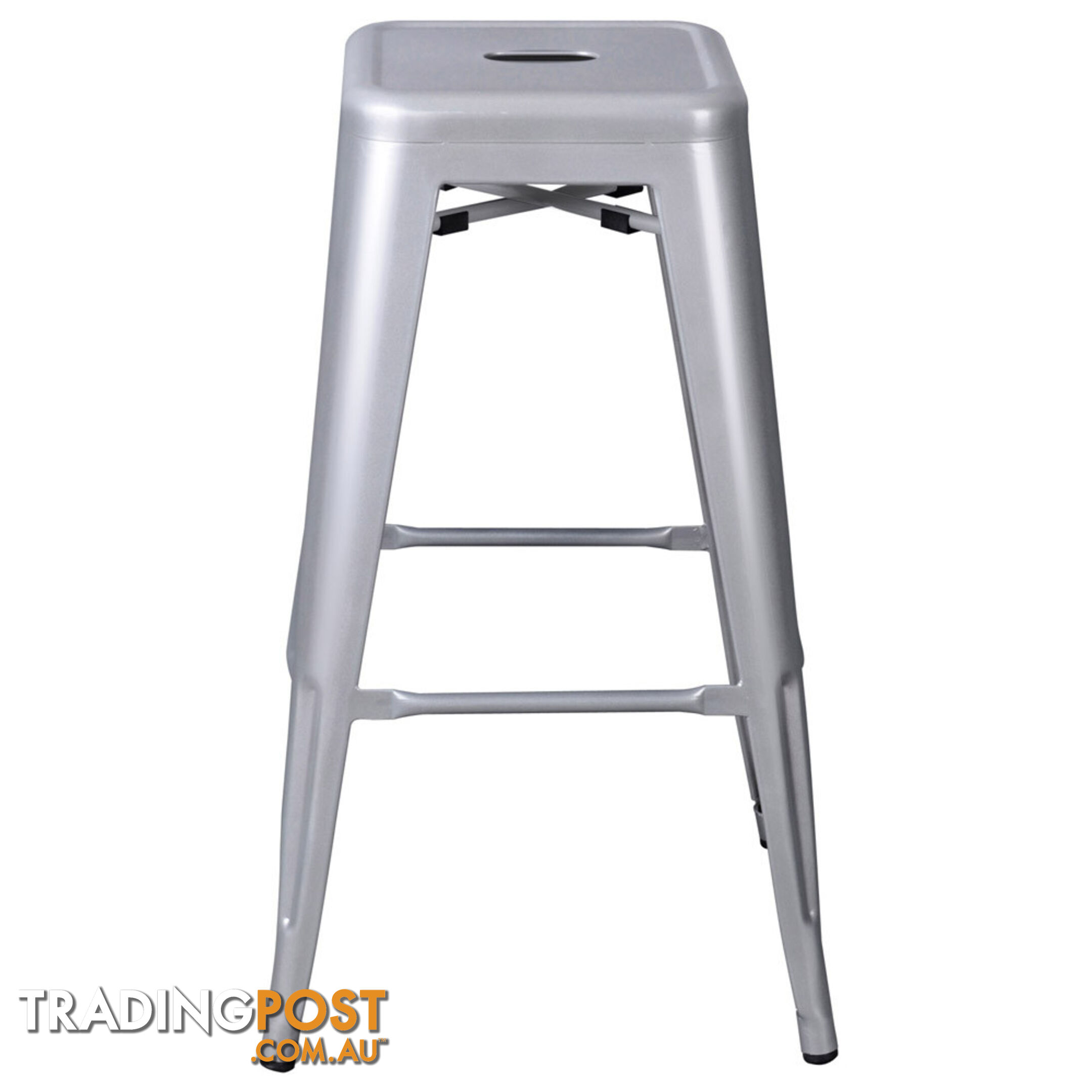 Set of 2 Steel Kitchen Bar Stool 76cm White