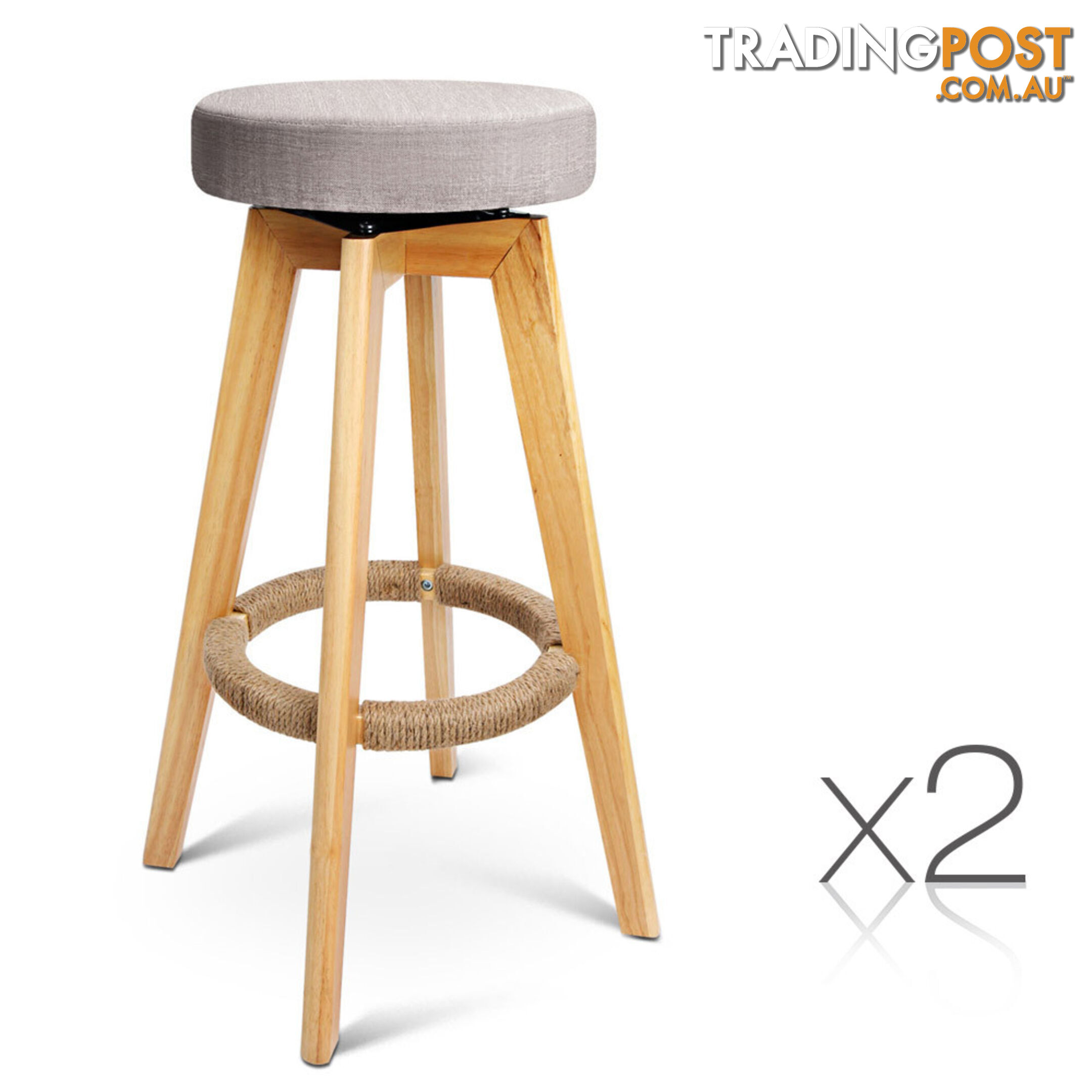 Set of 2 Tolix Replica Metal Steel Bamboo Seat Bar stool 76 cm White