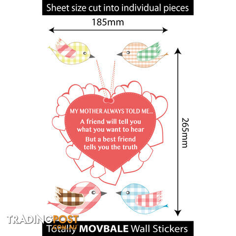 Medium Size My Mother Told Me Wall Sticker Quotes - Totally Movable