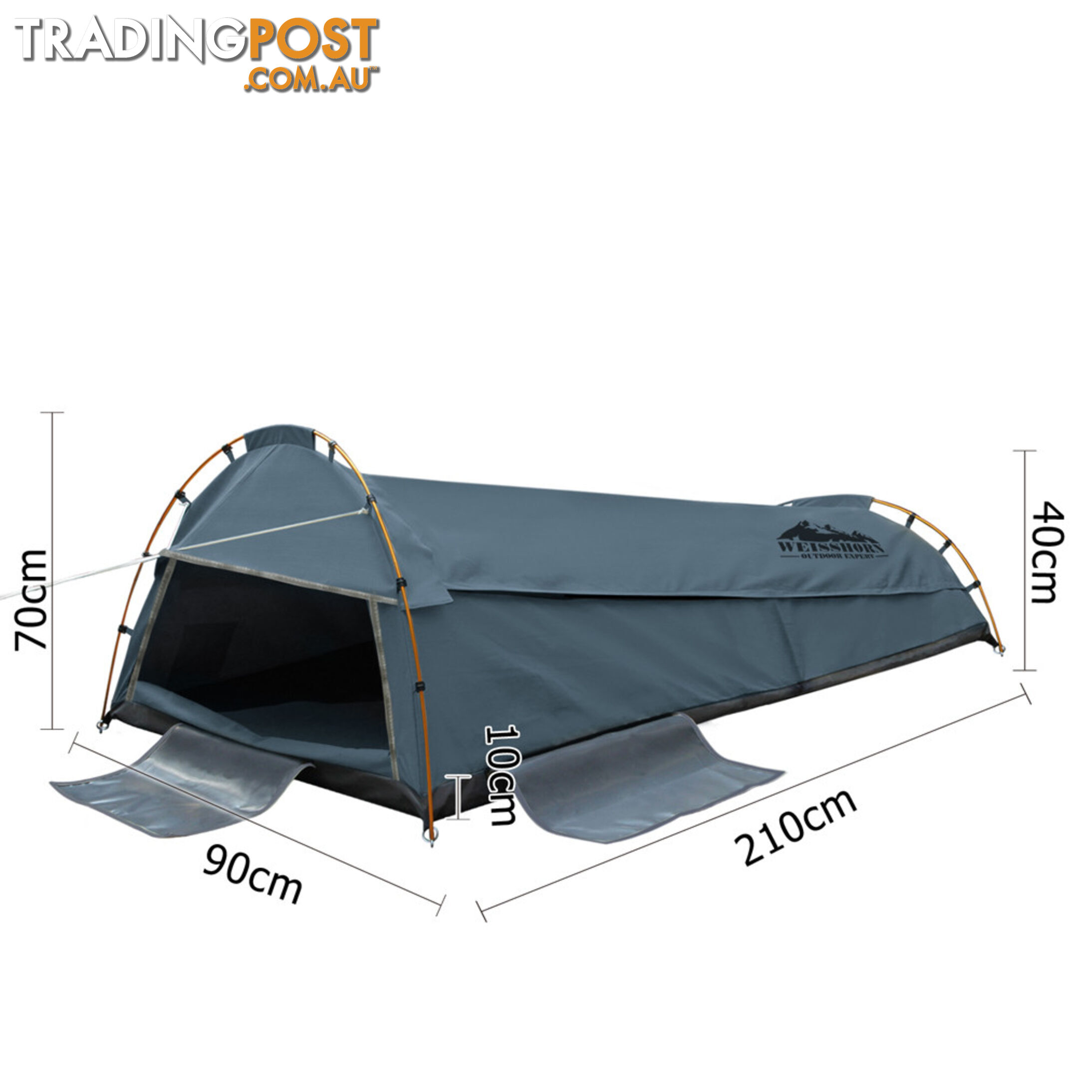 King Single Camping Canvas Swag Tent Navy w/ Air Pillow