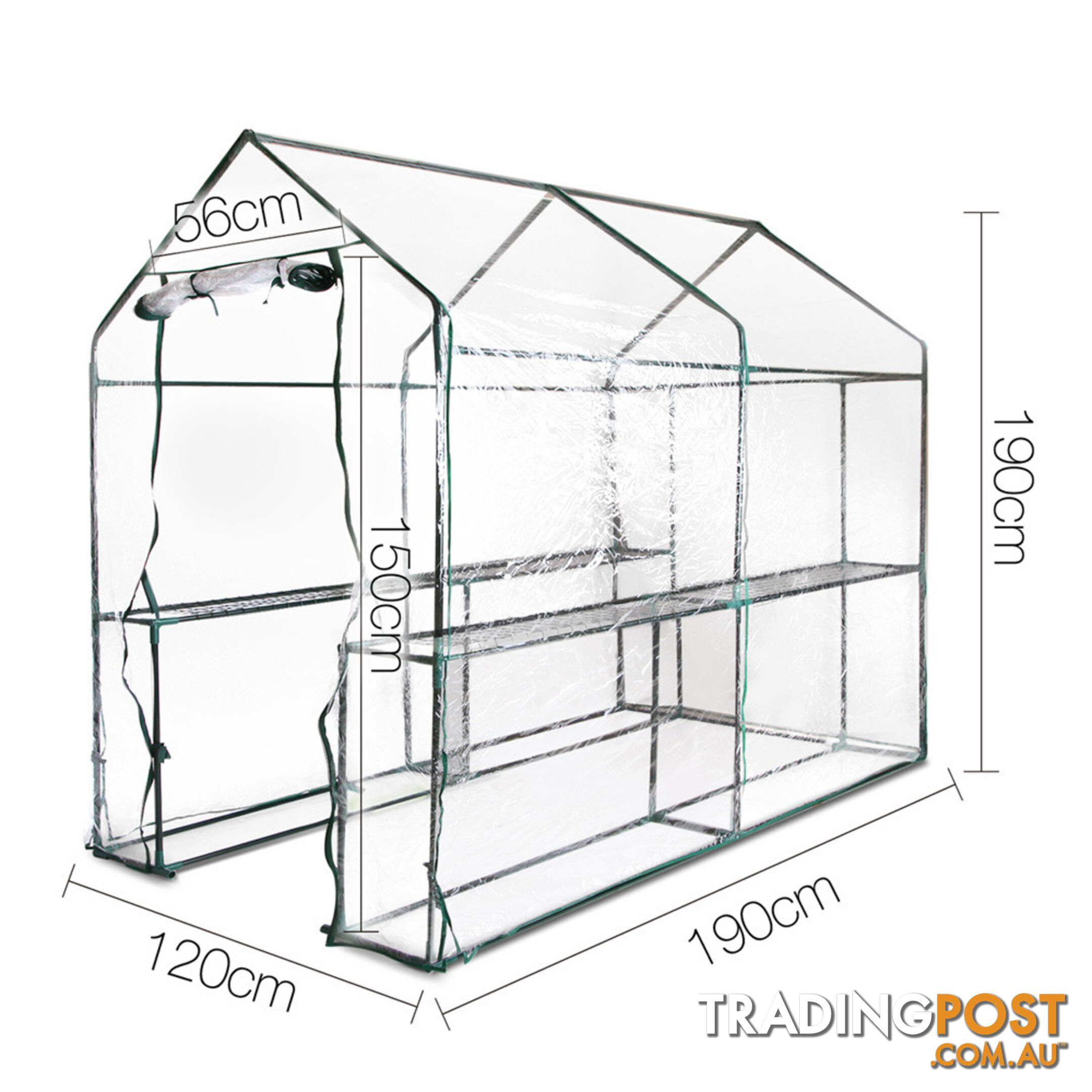 Greenhouse with Transparent PVC Cover - 1.9M x 1.2M