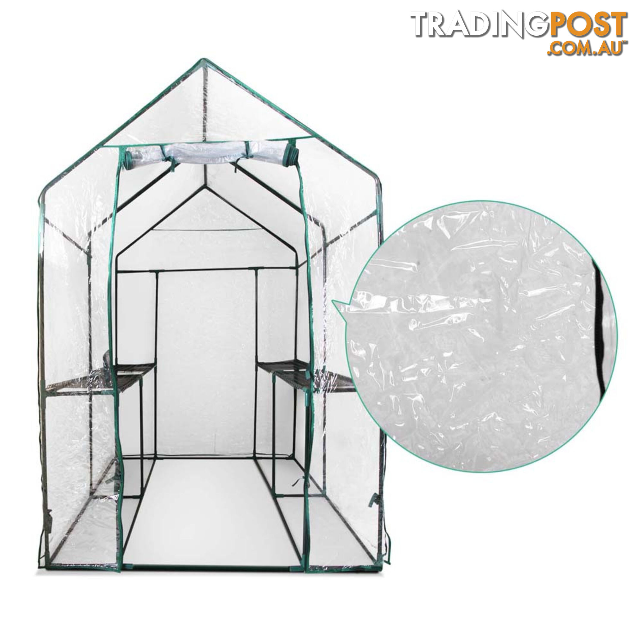 Greenhouse with Transparent PVC Cover - 1.9M x 1.2M