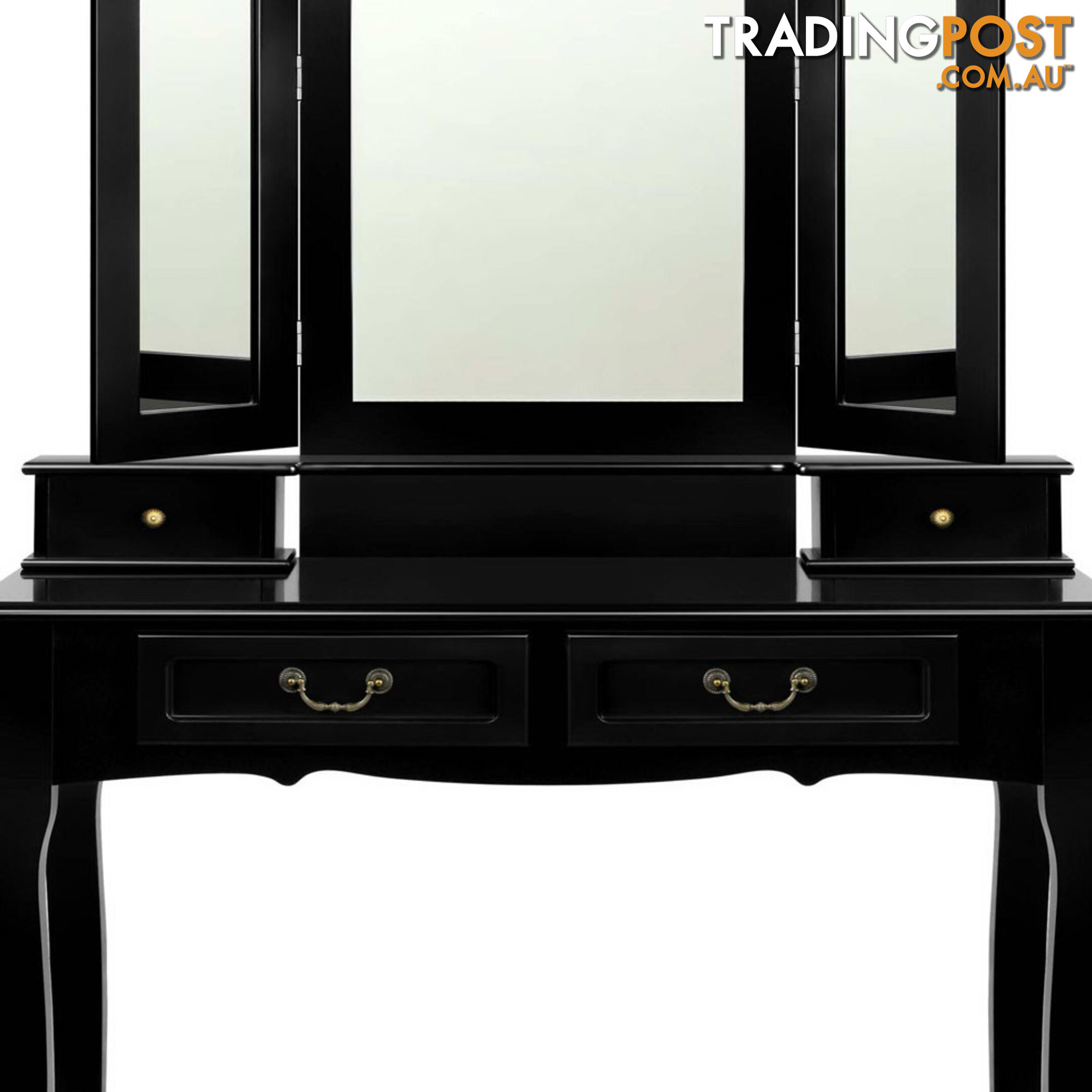 4 Drawer Dressing Table with Mirror - Black