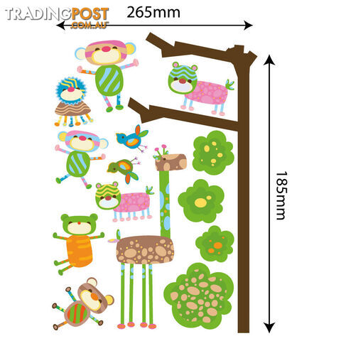 Medium Size Funky Monkeys in a Tree Wall Stickers  - Totally movable