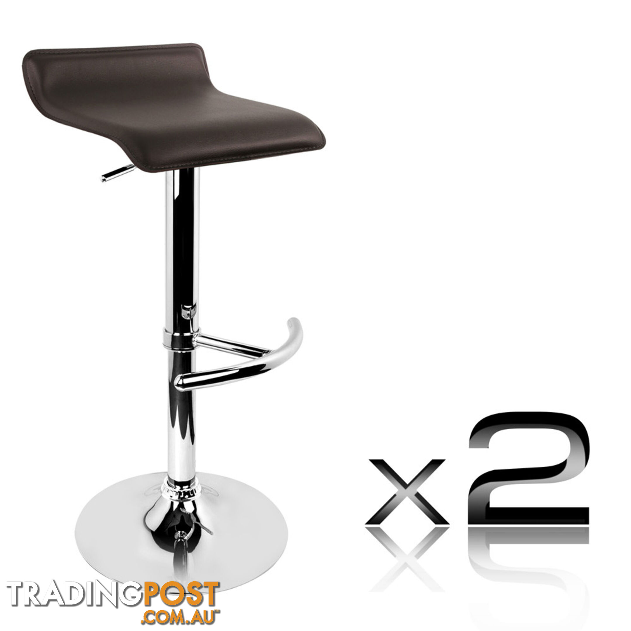 Set of 2 PVC Leather Kitchen Bar Stool White