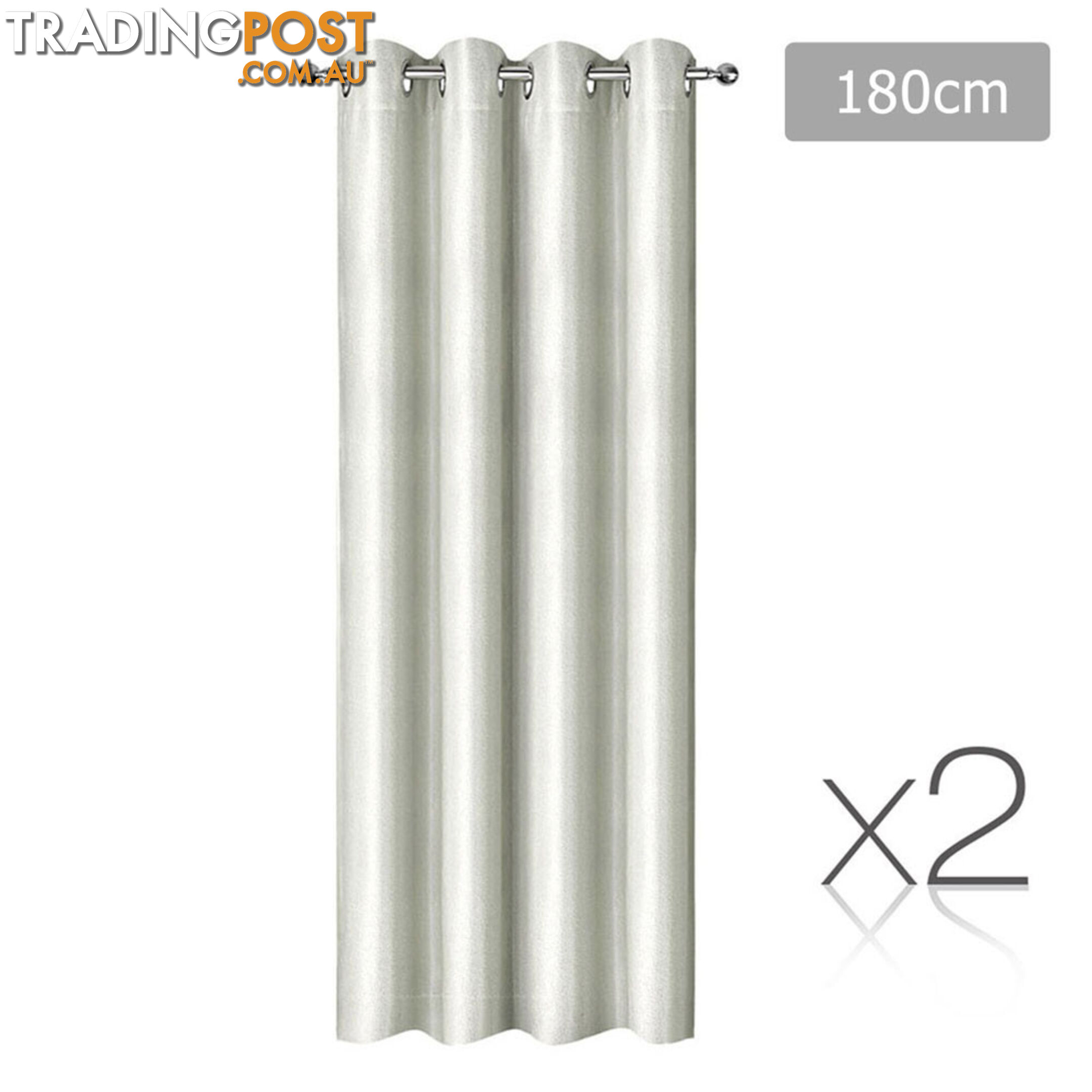 Set of 2 ArtQueen 3 Pass Eyelet Blockout Curtain Ecru 240cm - 310GSM