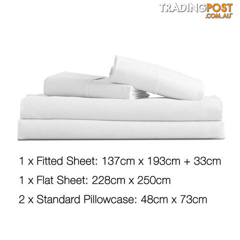 4 Piece Microfibre Sheet Set Double White