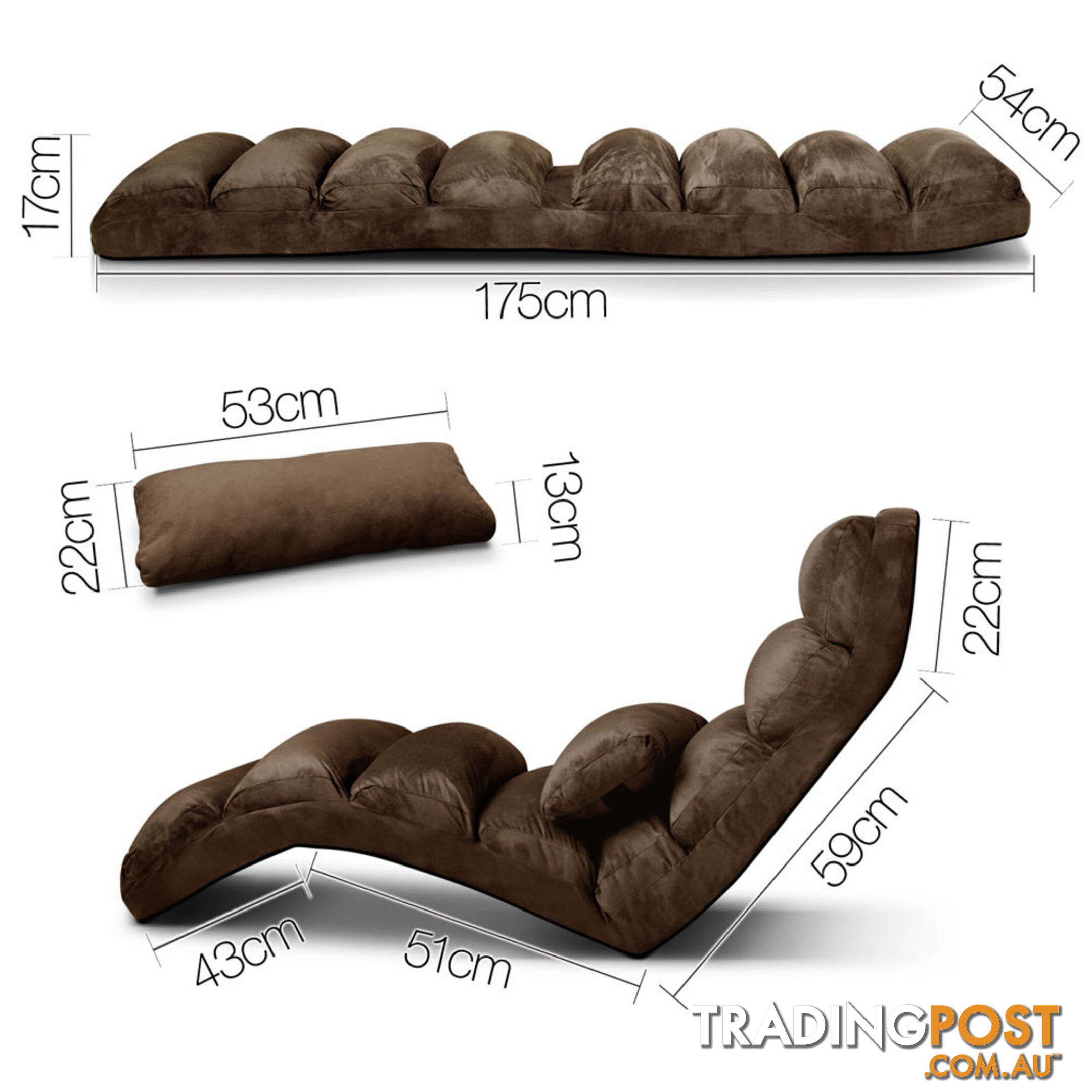 Lounge Sofa Chair - 75 Adjustable Angles  Brown