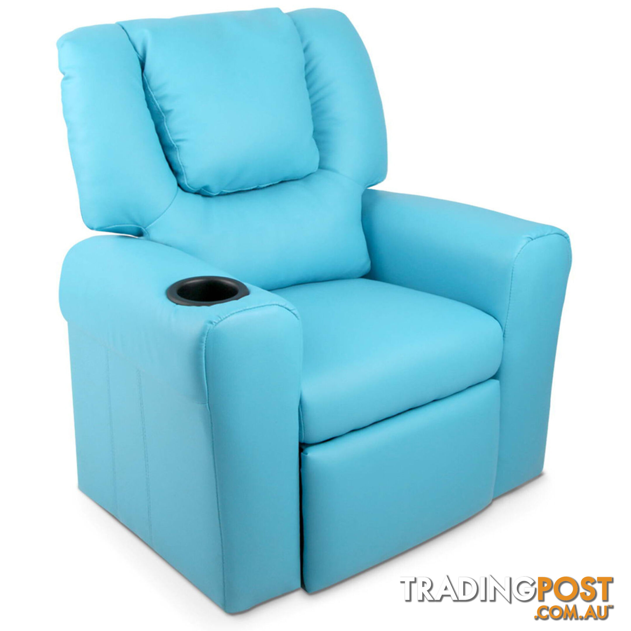 Kids Padded PU Leather Recliner Chair  - Blue