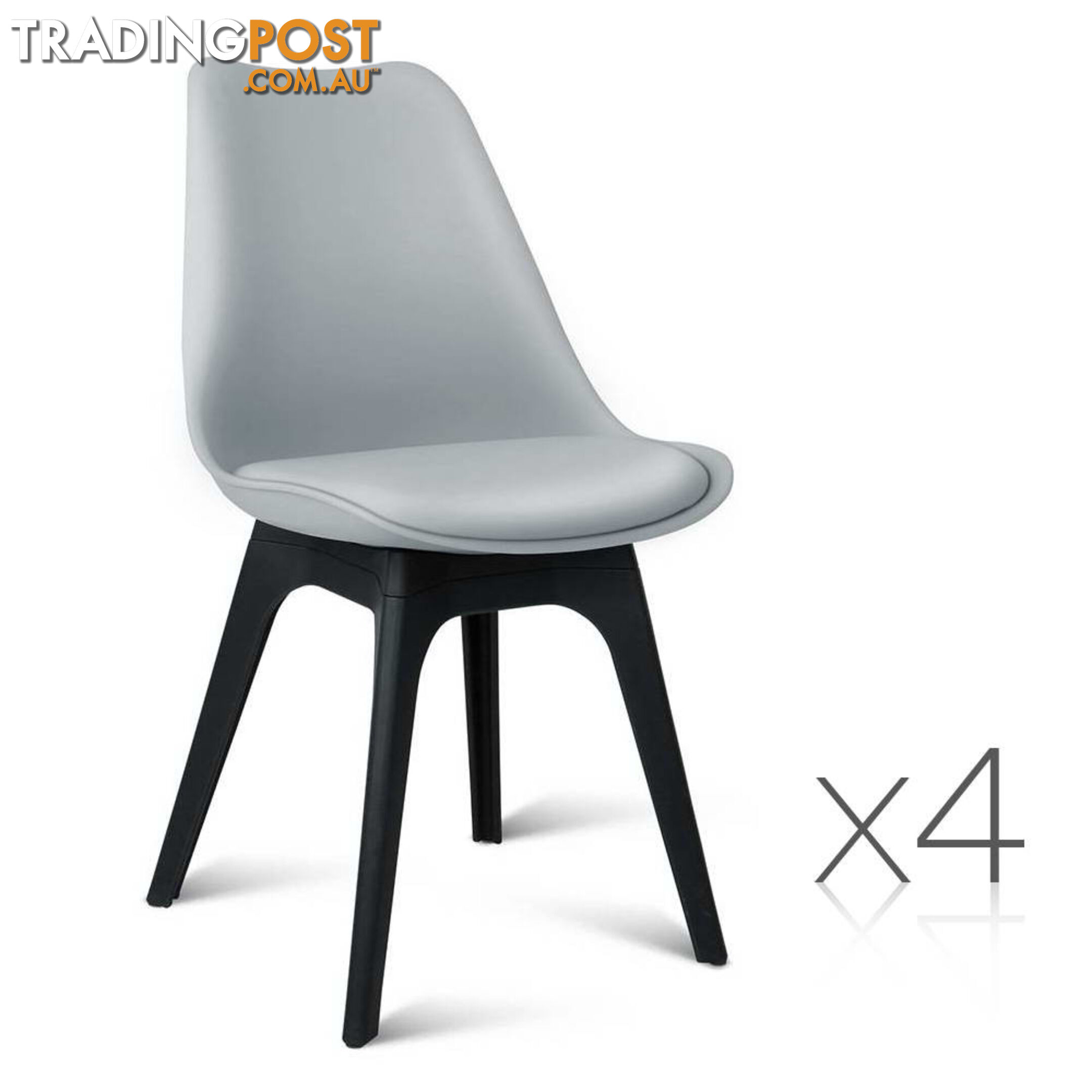 Set of 4 Replica Eames DSW PU Leather Chair White