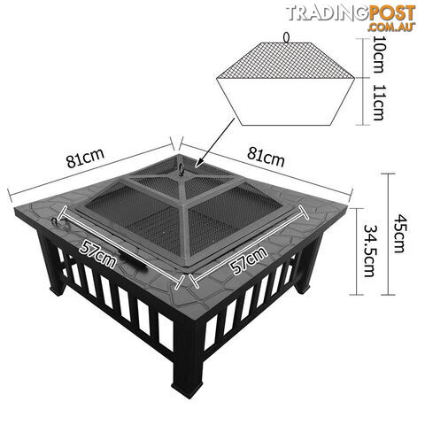 Outdoor Fire Pit BBQ Table Grill Fireplace Stone Pattern