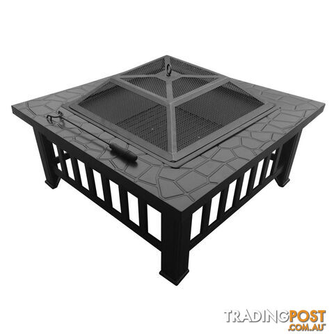 Outdoor Fire Pit BBQ Table Grill Fireplace Stone Pattern