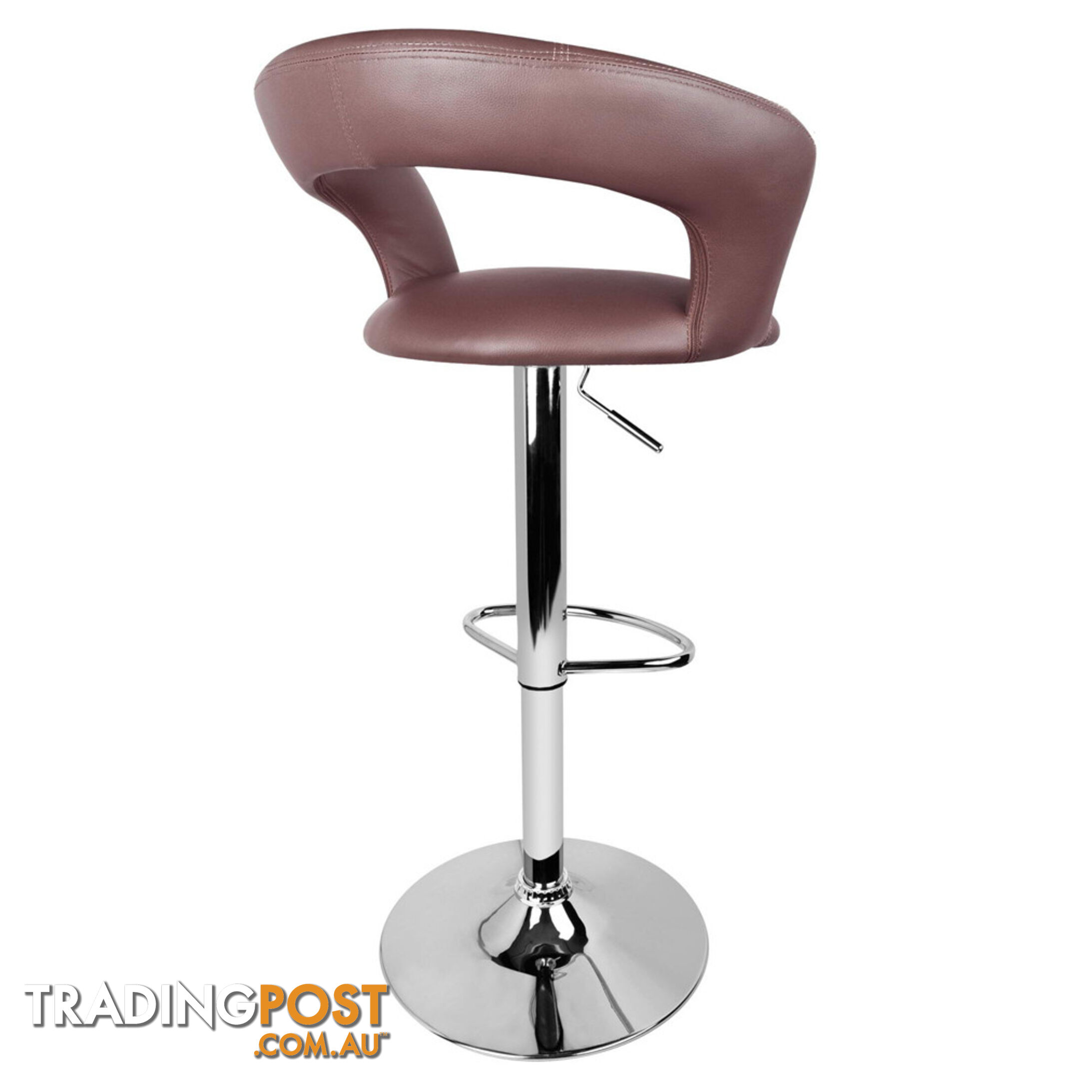 Set of 2 PU Leather Kitchen Bar Stool Red