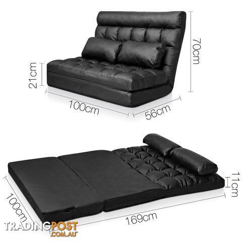 Double Size Adjustable Lounge Sofa - 10 positions PU Leather